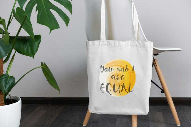 Canvas bag printed with You and I are Equal